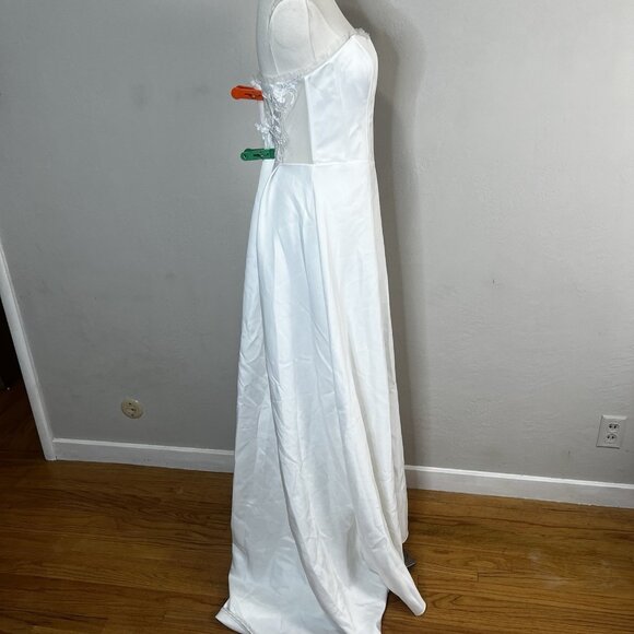Lulus Wedding Dress Gown Eternal Gratitude White Strapless Maxi Sheer Back Large - Picture 6 of 13